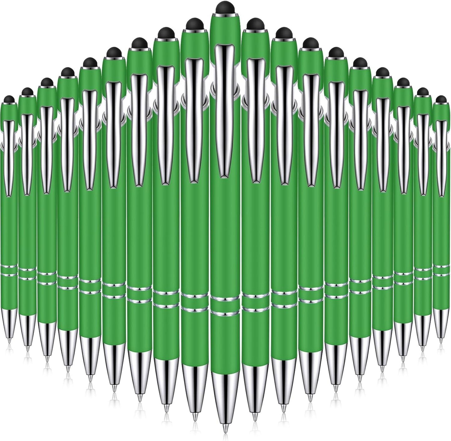 Zonon 38 Pieces Rubberized Ballpoint Pen with Stylus Tip Stylish Metal Pen Capacitive Styli with Soft Rubberized Grip, Black Ink for Most Devices(Green)