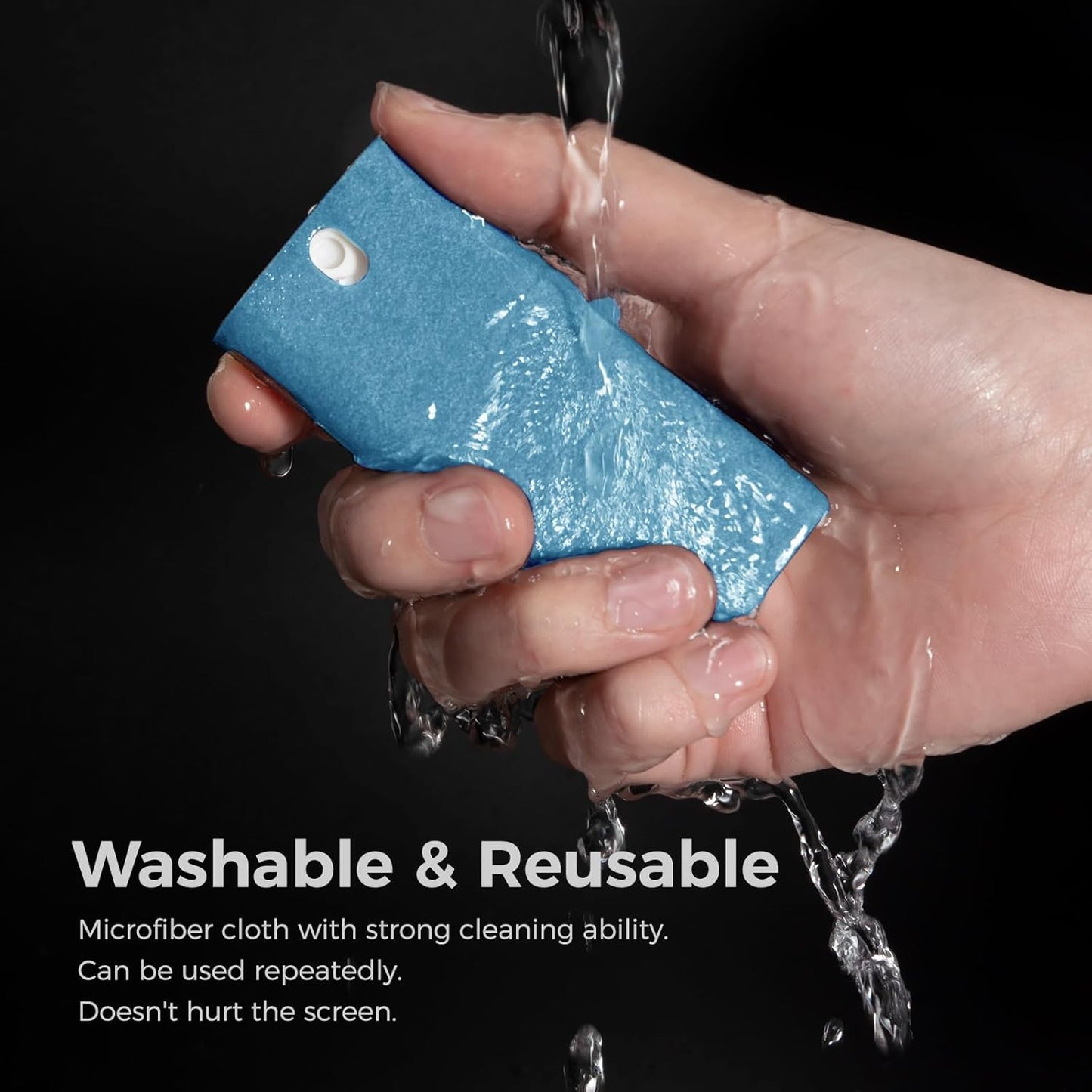 CLICK CLEAN Touchscreen Mist Cleaner, Screen Cleaner, All in One Screen Cleaner Spray with Microfiber and Phone Stand for All Phones, Laptop and Tablet Screens (Light Blue)