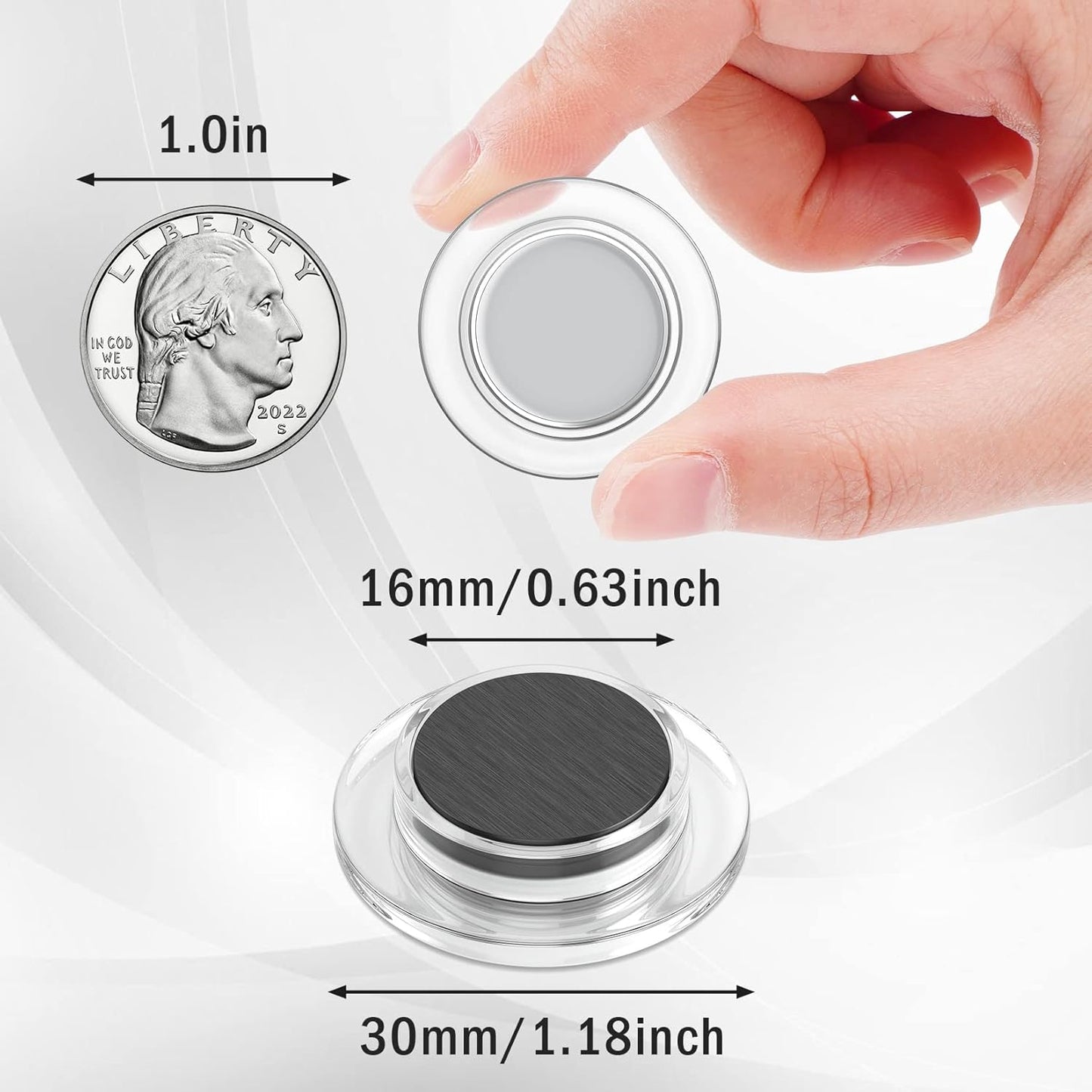 VNDUEEY 45 Pcs Round Whiteboard Magnets, Fridge Magnet Decorative, Dry Board Refrigerator Magnets, Small Magnet Teacher Supplies for School, Home, Office(Clear, 3cm/1.18in)