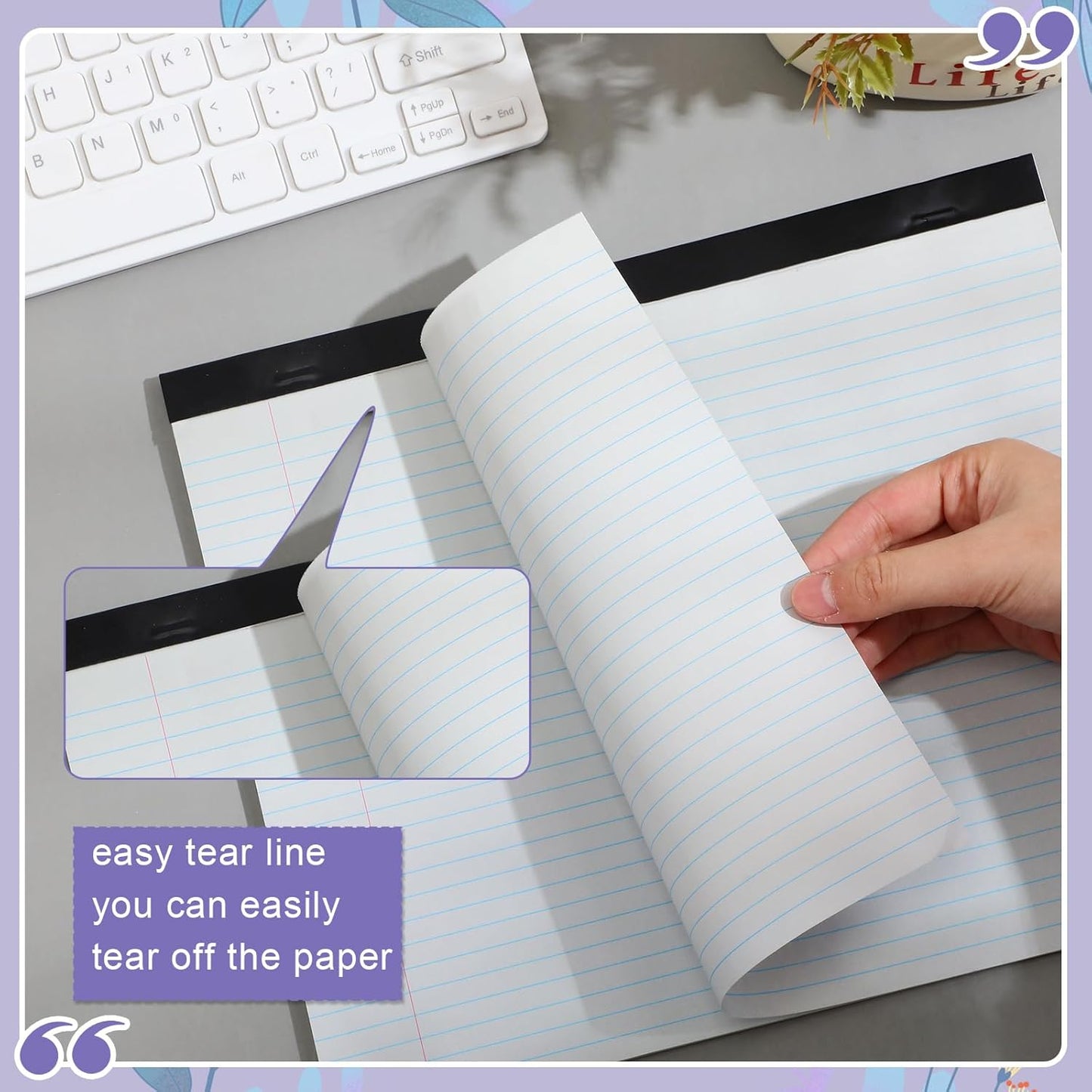 Lincia 6 Pcs 11" x 9.5" Legal Pads College Ruled Notepad Landscape Notebook Horizontal Lined Notebook 80 Gsm Assorted Colors Paper Pastel Writing Pads for School Office, 40 Sheet (Classic Color)