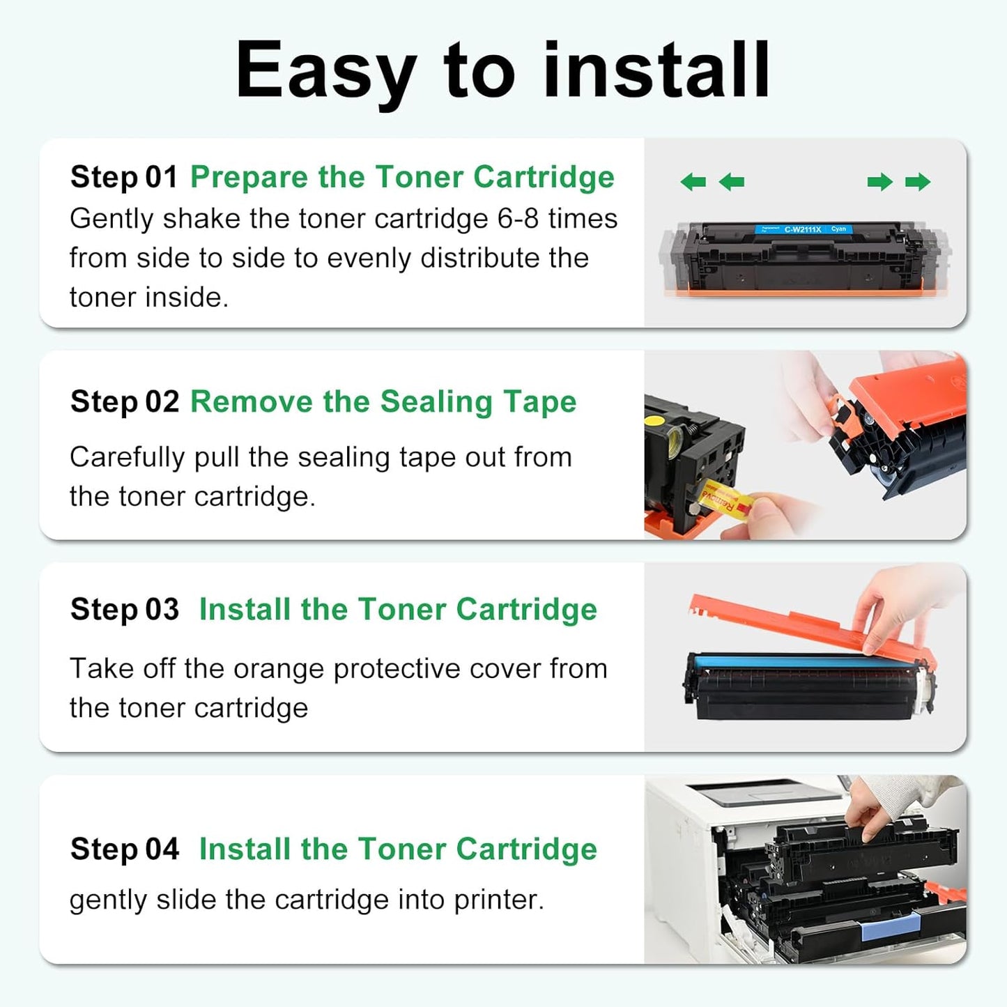 SAILNER 206X 206A Toner Cartridges 4 Pack High Yield Replacement for HP 206X 206A Toner Cartridge Set for Color Laserjet Pro M283fdw M283cdw M282nw M283fdn M255dw M255nw Printer