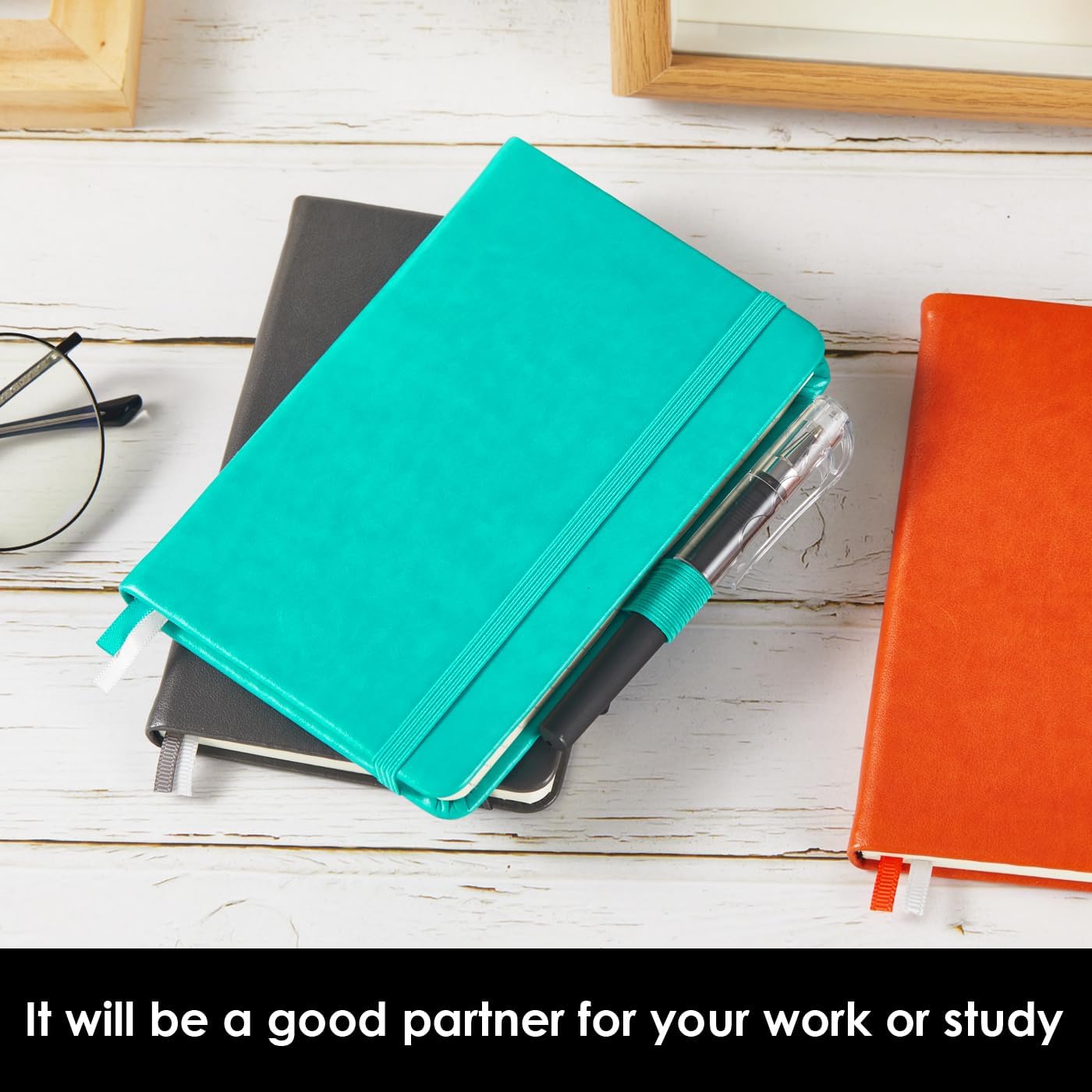 Small Pocket Notebook Journal for Men/Women, 3 Pack A6 Mini Small Notepad Note Book 3.7" x 5.7" with Pen Holder for Work Travel Writing, Leather, Grey