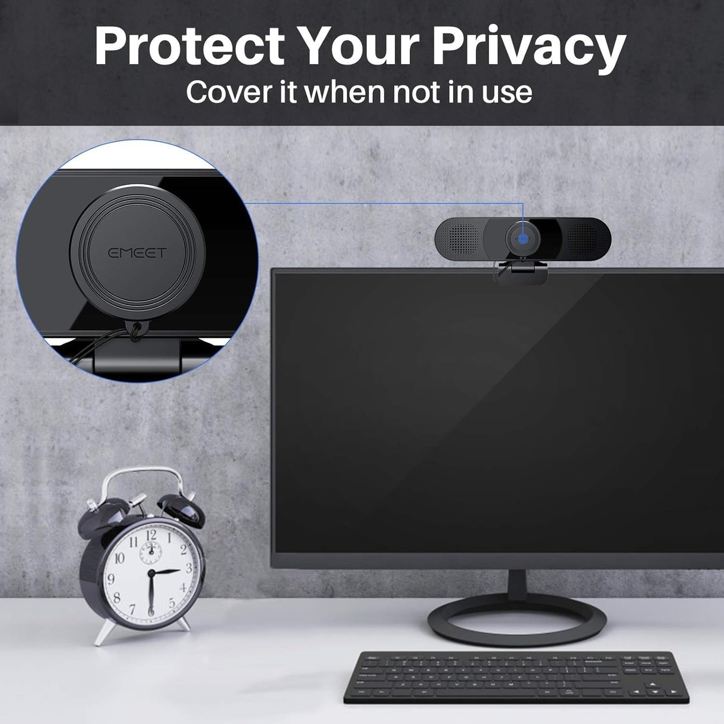 EMEET 3 in 1 Webcam - 1080P Webcam with Microphone and Speakers, Noise Reduction, Auto Low Light Correction W/Cover, C980 Pro USB Camera Web cam 60°-98° for Video Conferencing Streaming/Gaming/Class