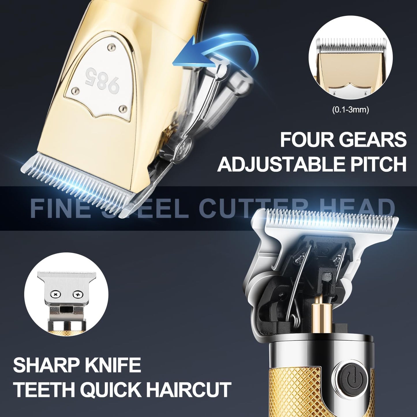 RESUXI Hair Clipper for Men T Blade Zero Gapped Nose Hair Trimmer Set,Professional Cordless Barber Clippers Hair Cutting Machine Haircut Grooming Kit,Gold