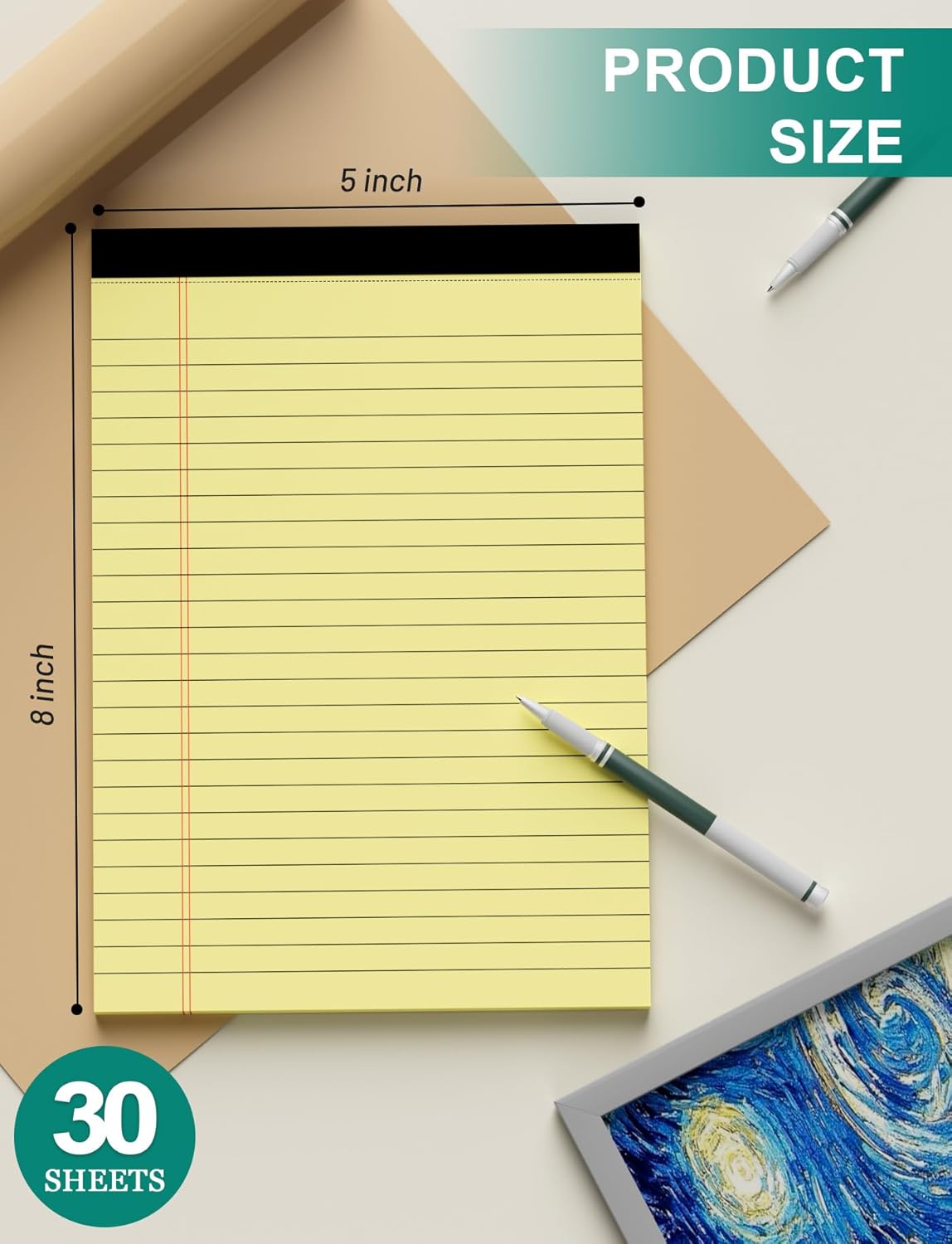 Legal Pads 5x8 Inch 12 Pack Yellow Note Pads 5x8 College Ruled Notepad,Small Notepads 5x8 Inch Small Yellow Legal Pads Notes Paper Tear off Notepad 5 x 8 In 30 Sheets per Writing Pad for School Office