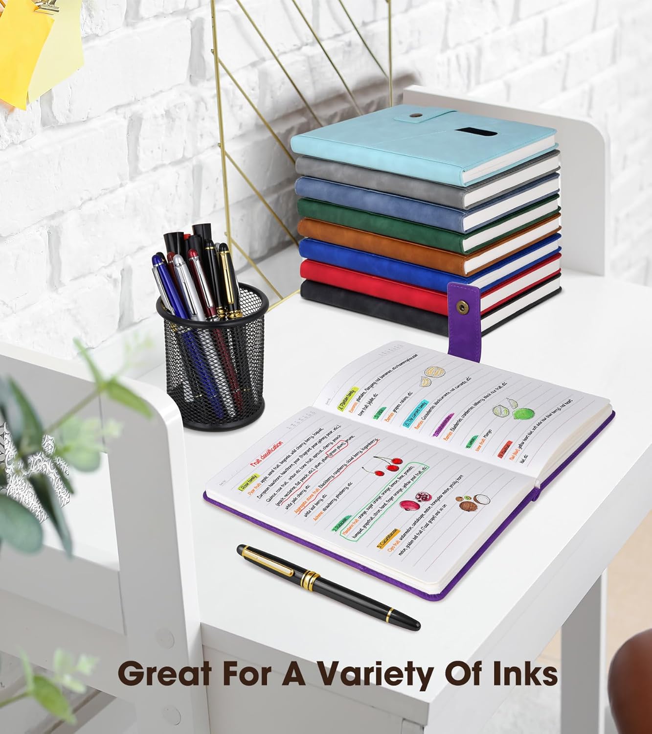 Purple A5 Lined Leather Journal Notebook for Men Women,5.9" X 8.4" Personalized Hardcover Journal with Pen,200 Pages 100 Gsm Thick Ruled Paper Daily Diary for Travel,Business,Work,Writing