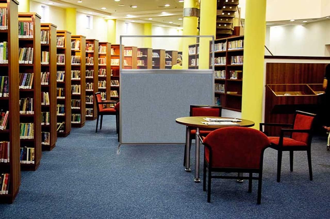 Versare Hush Screen Portable Room Divider | Workstation Wall Divider | Freestanding Privacy Hush Panels | Clear Fluted Windows | Fabric Office Divider Screen | Great for Room Separation