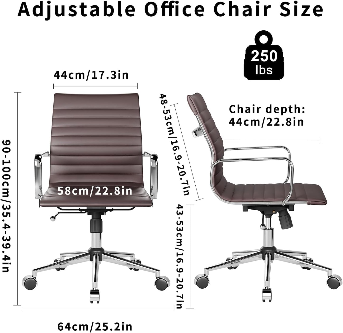 Chair, Desk Computer Chair ，with Armrests ，Ergonomic Office Chair for Home and Office, 17.32 x 22.83 x 35.43 inches, Multiple Colors (Brown)