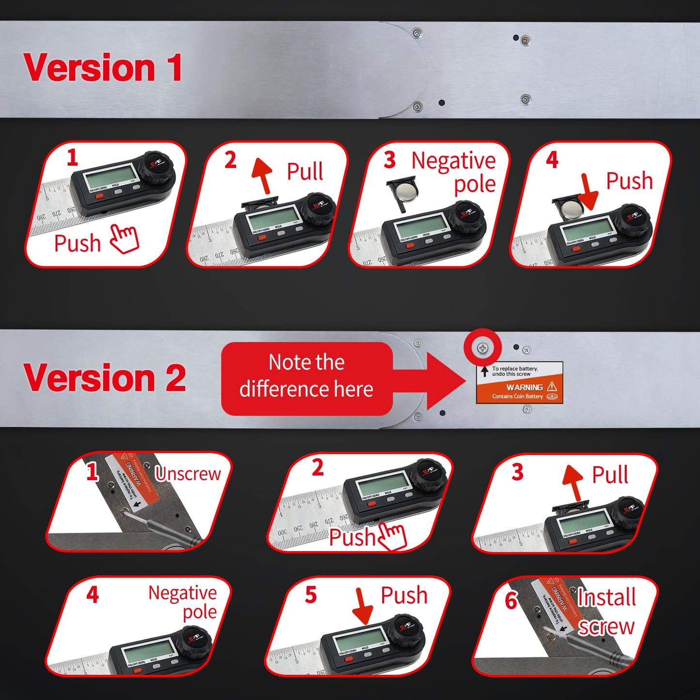 Angle Finder Tool Digital 7 Inch / 200 mm Stainless Steel DPRAF-7-B, Digital Protractor Display Angle Ruler for Measuring, Woodworking, Construction, Wall angle Measurement by S&F STEAD & FAST
