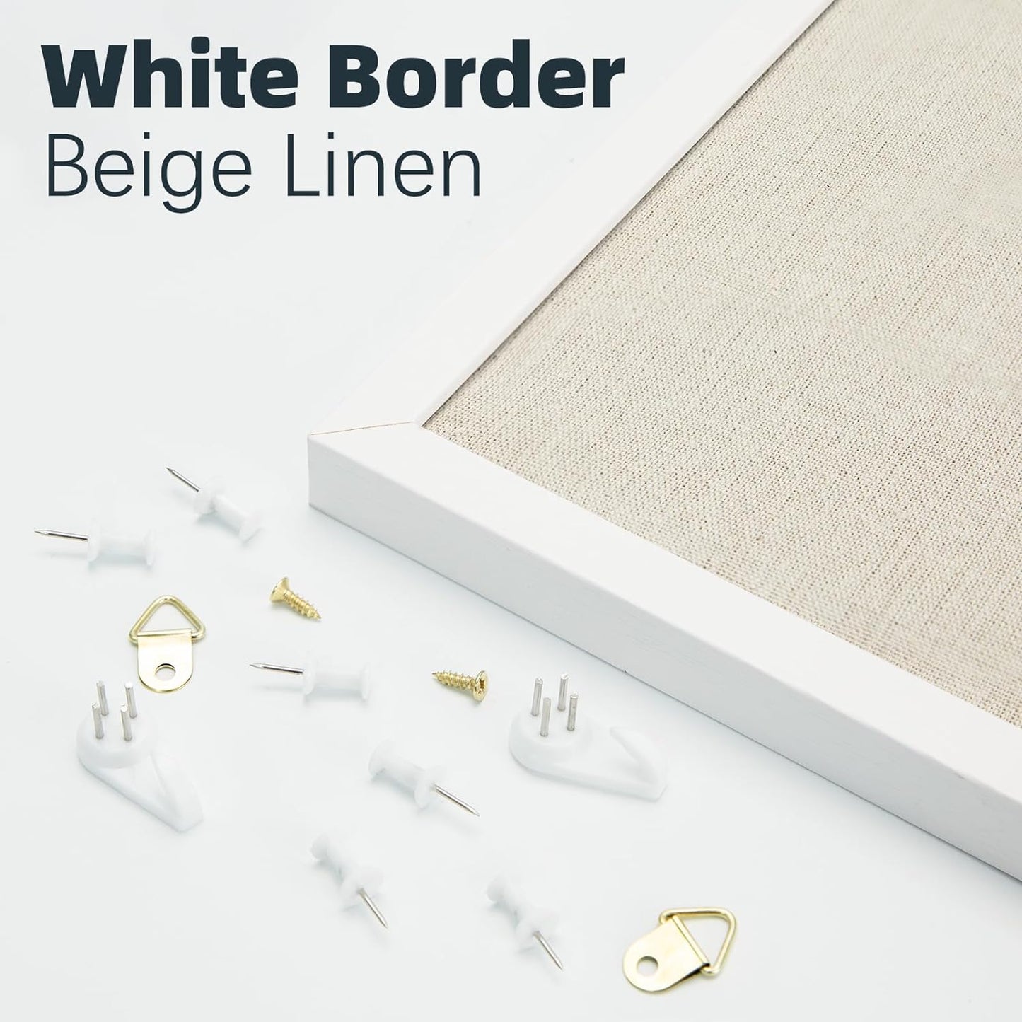 OWLKELA 17"x23" inch Linen Cork Board, White Frame, with 20 Pushpins, Bulletin Board with Linen, Ideal for School, Home & Office