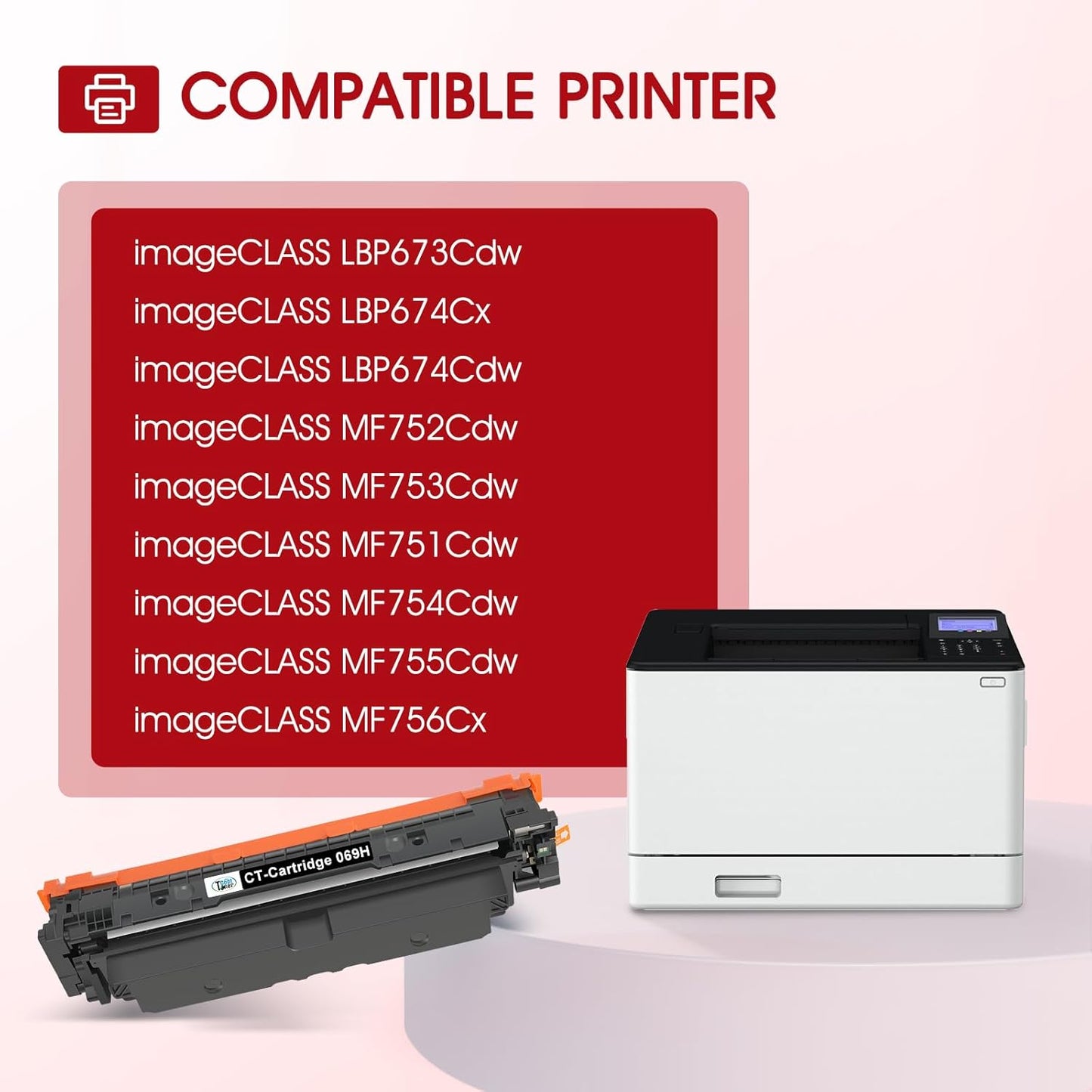 069H Toner Cartridge Set MF753Cdw Compatible Replacement for Canon MF753Cdw Toner Cartridges 069H 069 for Canon imageCLASS MF 753Cdw MF751Cdw MF752Cdw LBP674Cdw LBP674Cx LBP673Cdw (B/C/Y/M, 4 Pack)