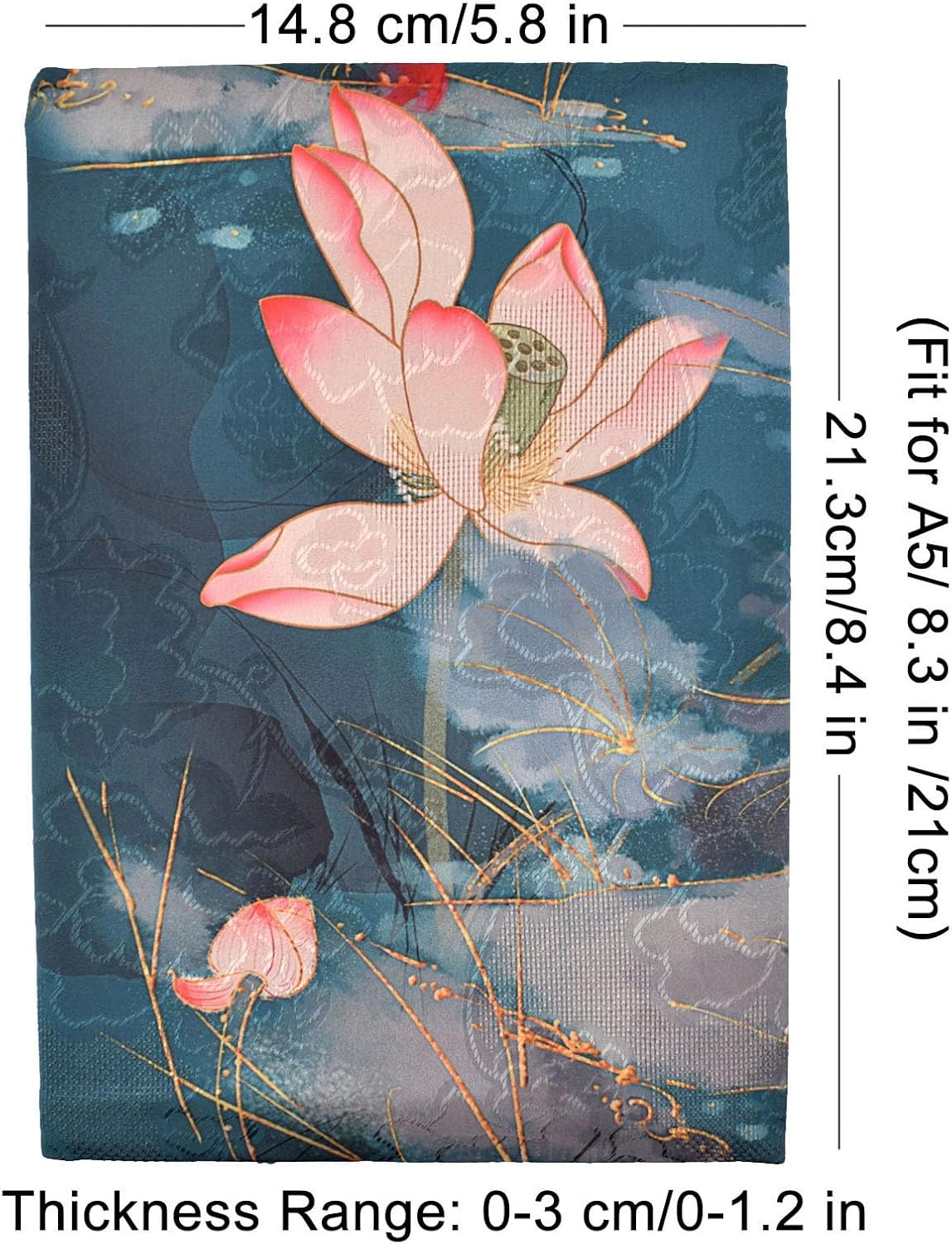 BLBMH A5 Book Covers for Paperbacks Book Cover Fit for 5.5x8.3 inch Adjustable Book Sleeve Cover for A5 Diary Books Fabric Softcover Protector for Notebook - Lotus A