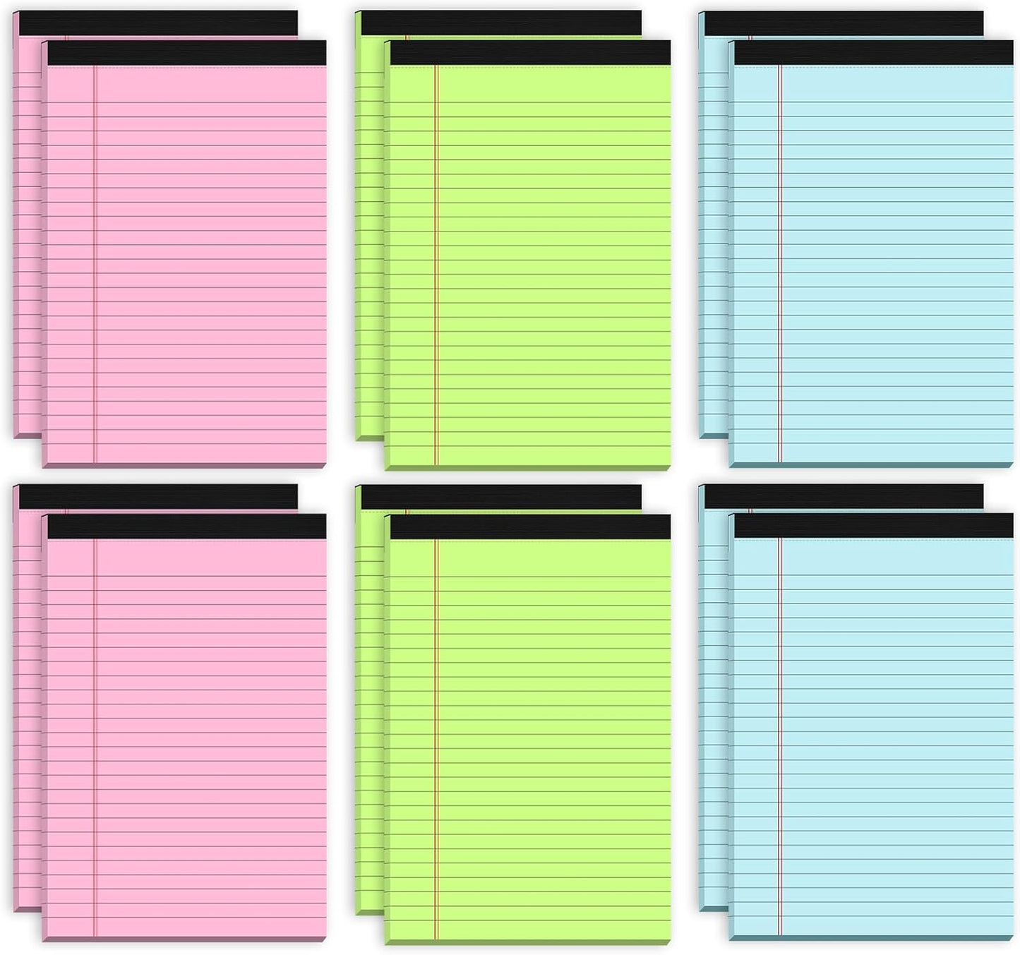Notepads 5x8 Colored Small Legal Pads, 12 Pack Colored Note Pads 5x8 Pink Notebook Paper, Notepad 5x8 Lined Paper Pads, Small Pads of Paper 5x8 Pink Lined Paper 5 x 8, 30 Sheets/Pad(Blue, Pink, Green)