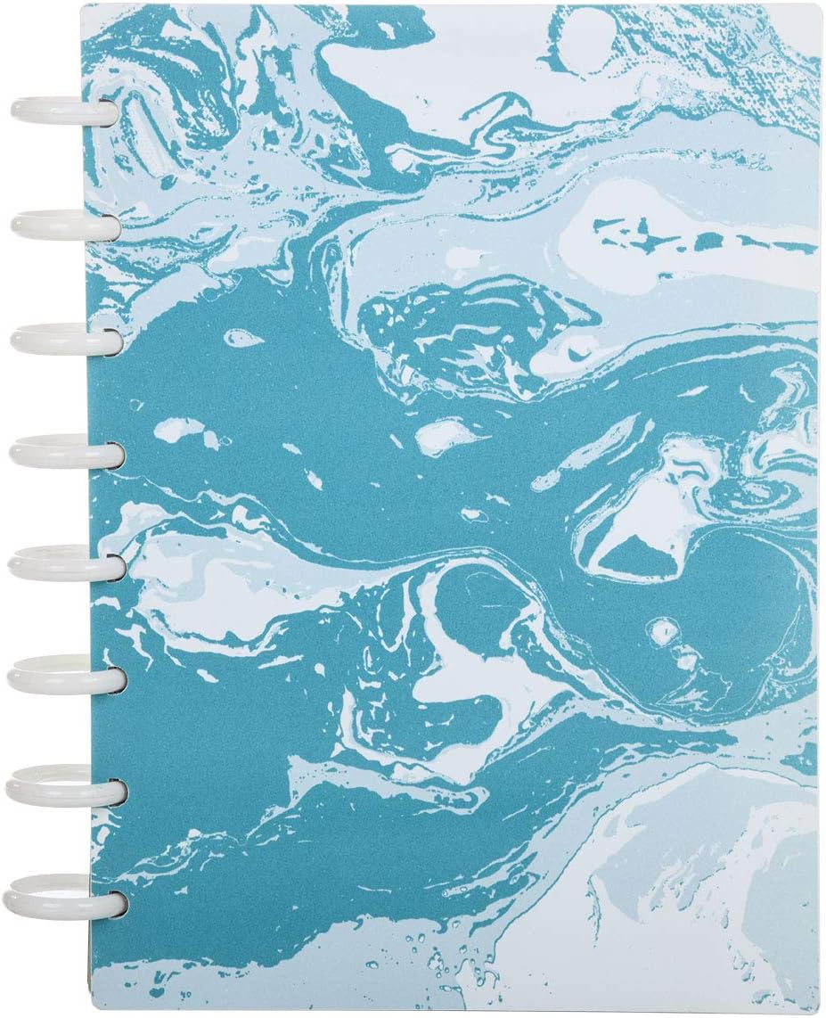 Talia Discbound Notebooks, Planner, Customizable, (Teal Marble Flow, Junior (5.5in x 8.5in))