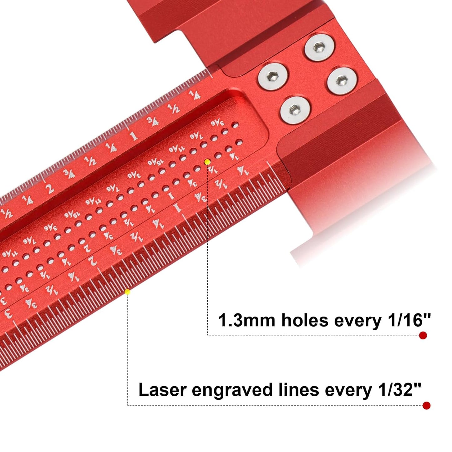 Woodworking Scriber T-Square Ruler 12in with Thoughtful Support Lips, Architect Ruler for Carpenter Work, Layout and Measuring Tools…