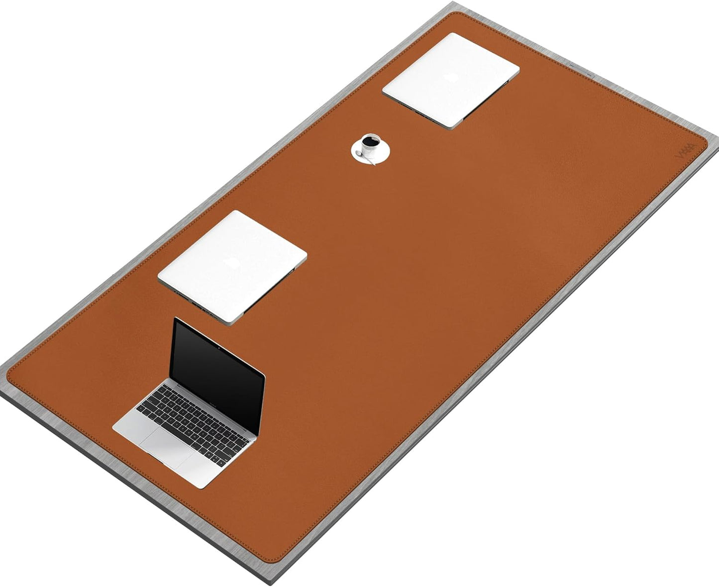 Vyaaa Desk Mat on top of Desks, 63” x 31.5” PU Leather Desk Mat, Large Desk Blotter Pad for Office, Laptop Desk Pad，Home, Gaming, Computer, Laptop, Keyboard and Mouse - Light Brown