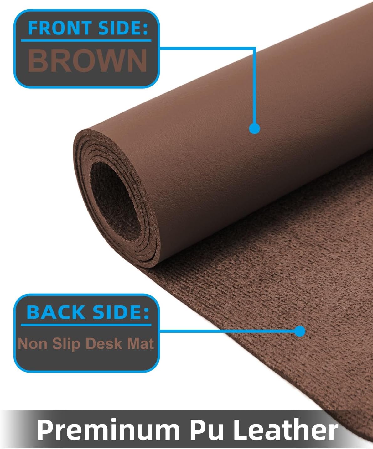 Large Leather Desk Pad Protector, Office Mat, Mouse Pad, Non-Slip Blotter, Laptop Pad, Waterproof Writing Pad for Office & Home (Brown, 48" x 24")