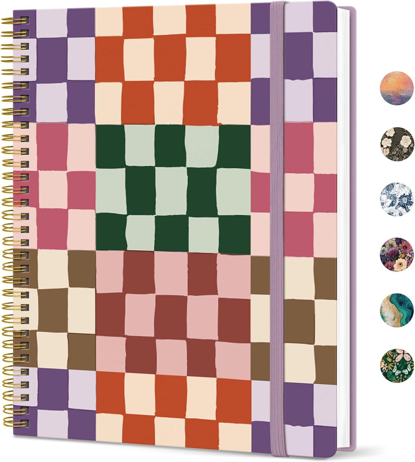 Taja Spiral Lined Notebook, 8.5"x11" Notebooks for Work, Large A4 Journal for Women & Men, College Ruled Journaling Notebook for Writing, Plastic Cover Spiral Journal, Checkered