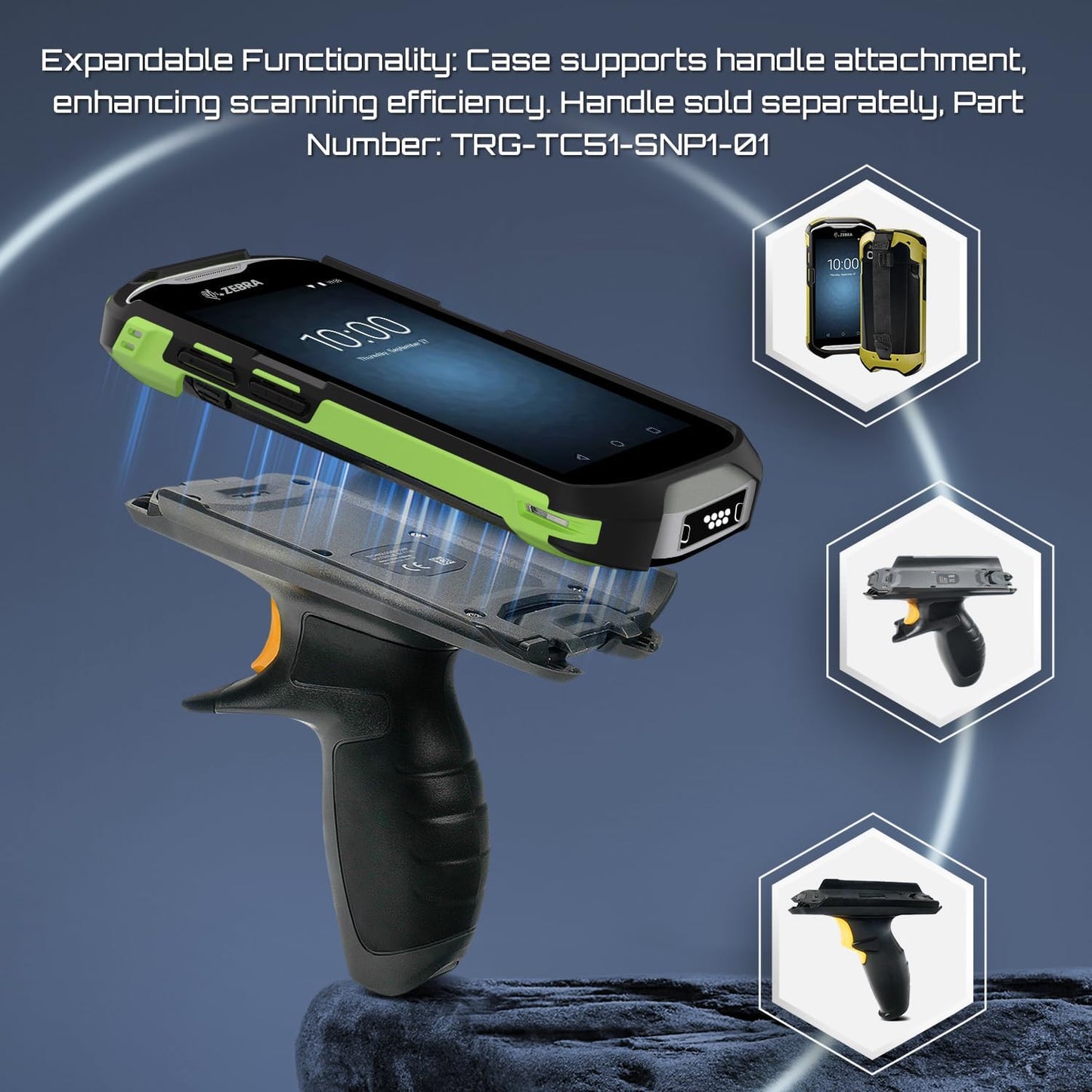 TC51 TC52 TC56 TC57 TC510K Case with Hand Strap - Protective & Ergonomic for Zebra Handheld Barcode Scanners SG-TC5X-EXO1-01 SG-TC5X-EXONHS-01 (Green)