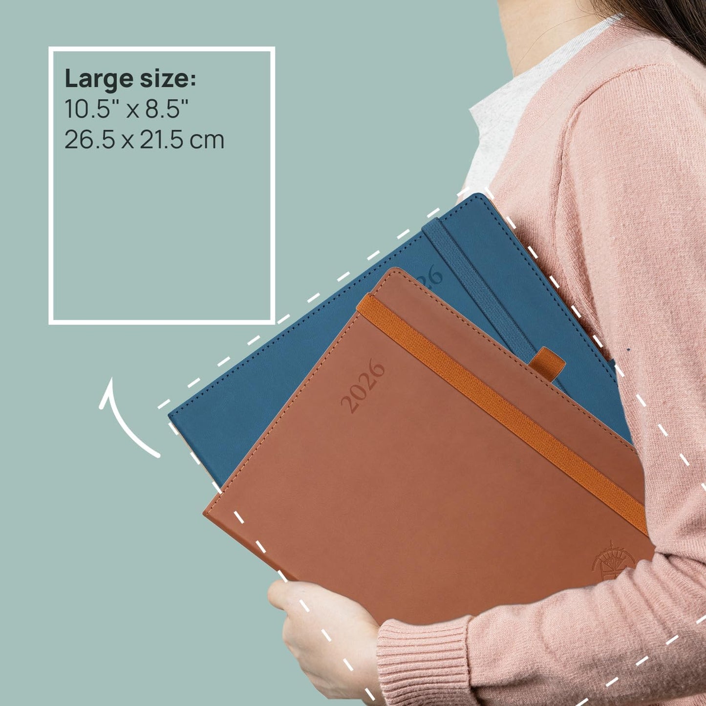 POPRUN Monthly Planner 2025-2026 (Large- 8.5" x 10.5" Soft Cover), 18-Month Calendar Book (Jul.2025-Dec.2026), Calendar Planner with Monthly Tabs & Pocket, 100 GSM Paper - Green