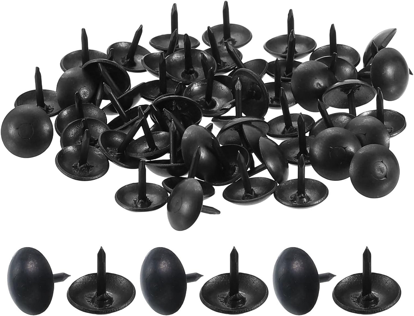 uxcell 100 Pcs Upholstery Tacks, 9 x 9mm Round Head Upholstery Nails Pins Vintage Decorative Furniture Tacks for Chairs Sofas Beds DIY Project, Black