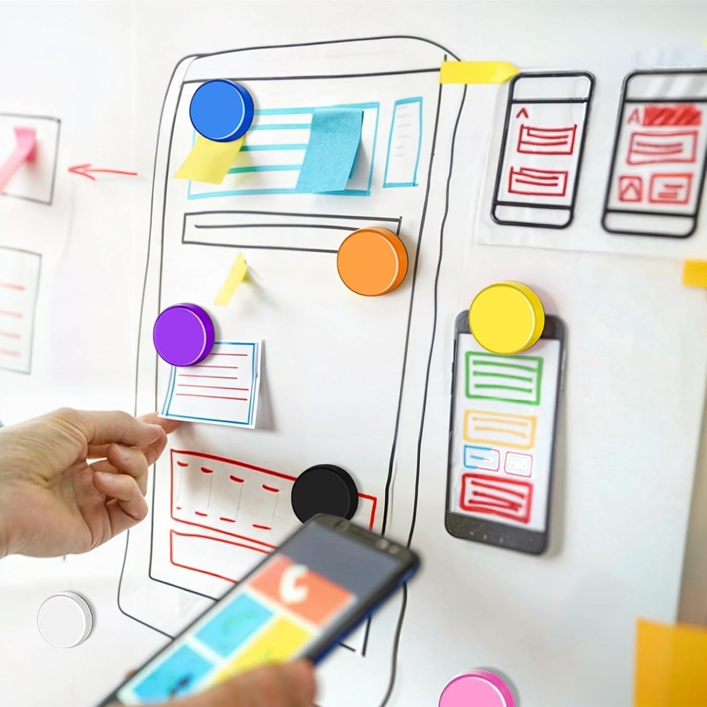 Qualsen Fridge Magnets, 50pcs Refrigerator Magnets, Small Magnet for Whiteboard Magnet for Kids, Mini Cute Magnets for Fridge, Locker, White Board, Kitchen, Office, Classroom(10 Colors)