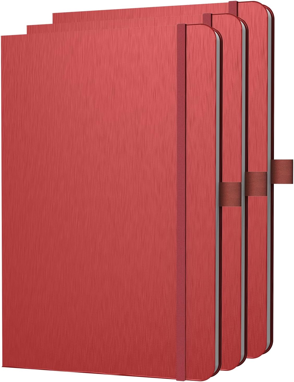 A5 Lined Journal Notebook, 7mm College Ruled Notepad, Journaling for Writing, Work, School, Travel and Note Taking, Hardcover 160 Pages (80 Sheets) 5.79 x 8.3 inches (3 Pack Red)