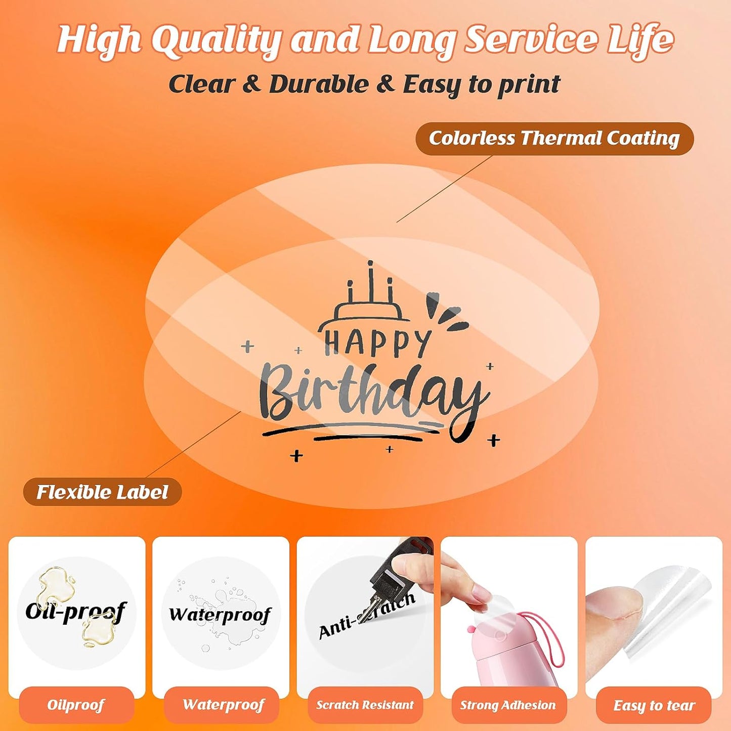 HuiJuKeJi 3 Rolls Transparent Round Thermal Labels, 2 Inch Circle Adhesive Direct Sticker Paper for Phomemo M220/M221/M100/M110/241BT, Multipurpose Clear Custom Sticker Label-140pcs/Roll