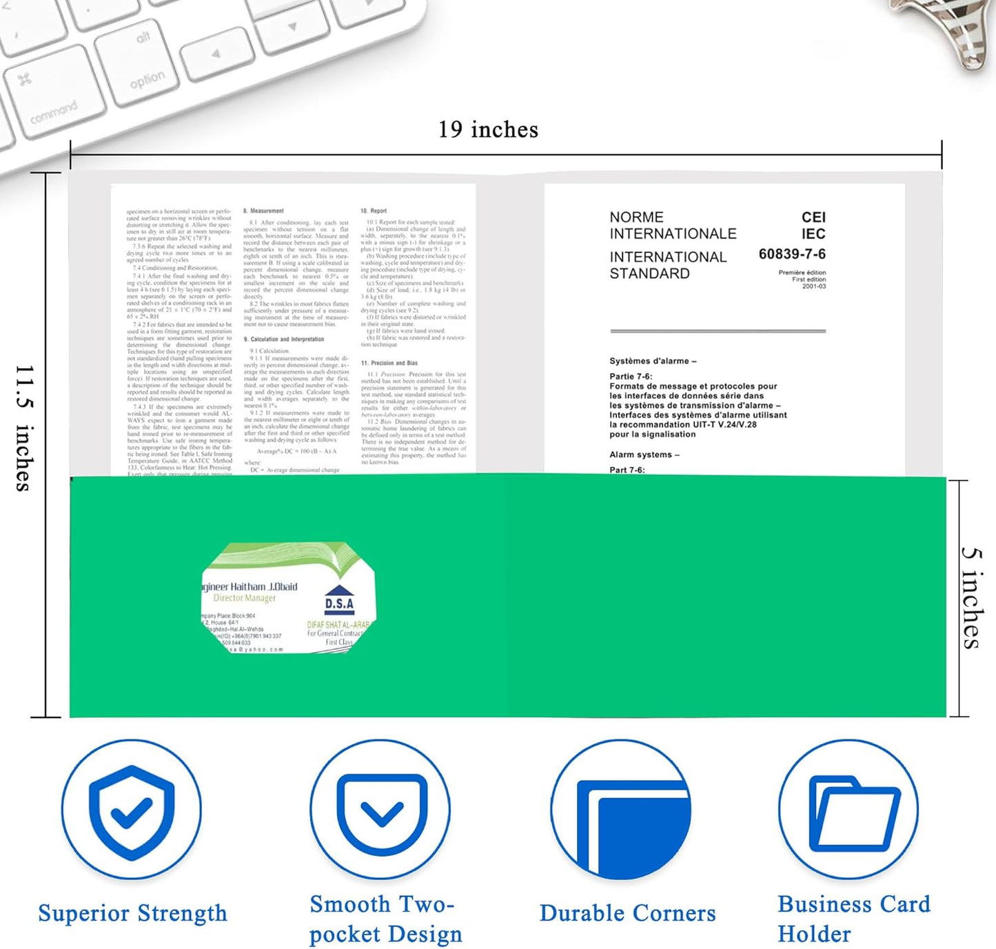 Zzrywuty 25 Packs Paper Folders with Pockets for Students,Businessmen and Office Workers,Letter Size,Two Pocket Folders with Card Slot for Office,Business,School Supplies (Green)