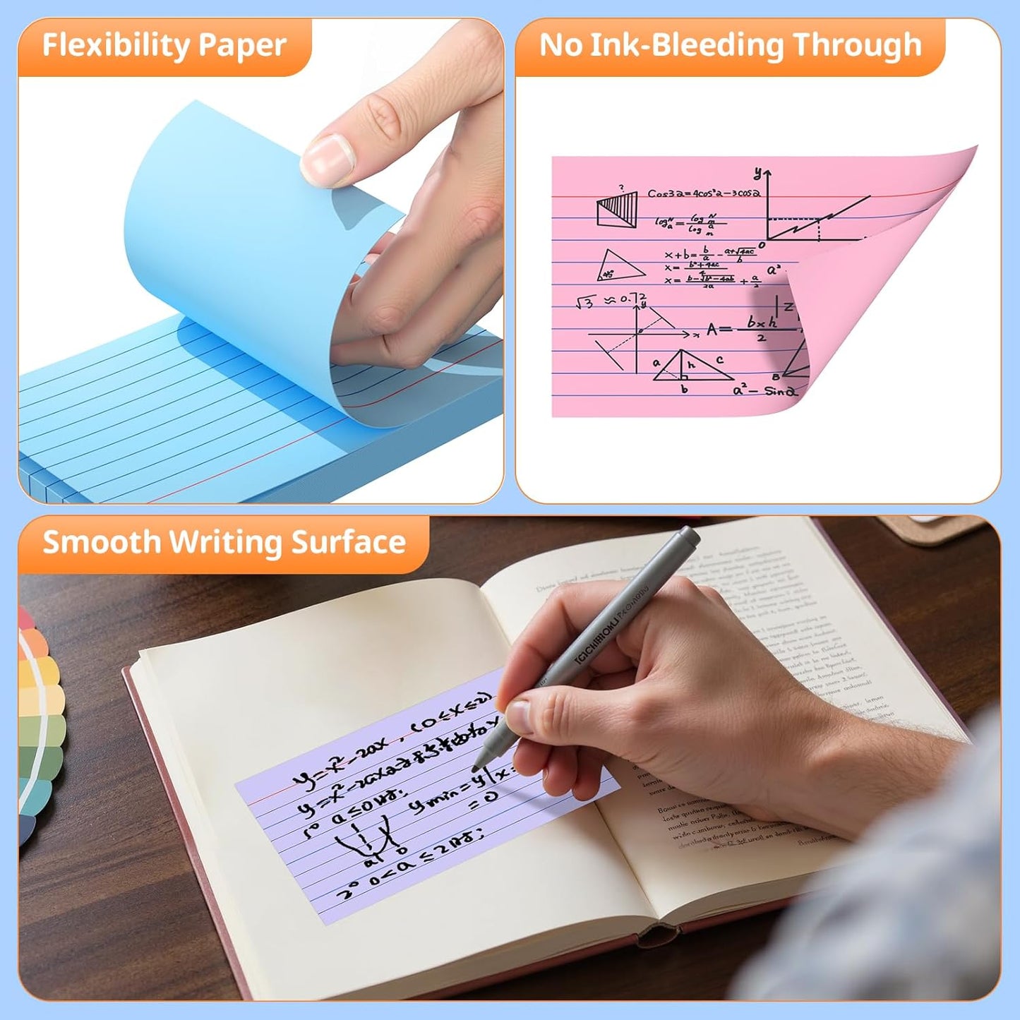 Colored Index Cards 3 X 5, 250 Count, Flash Cards For Studying, Lined Flashcards Notecards, Study Card, Ruled Front And Blank Back, Heavy Note Cards For Office, Home And School