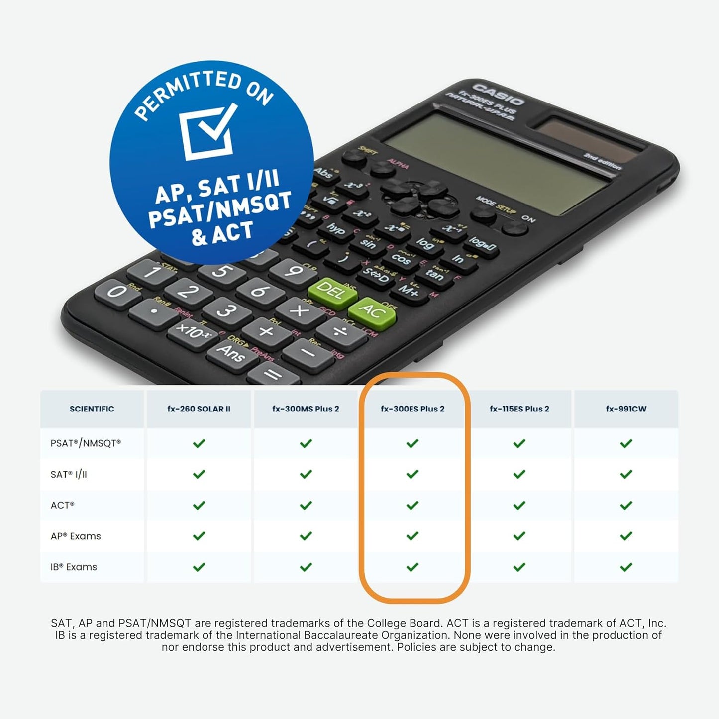 Casio fx-300ES Plus 2nd Edition – Standard Scientific Calculator | 262 Functions, Natural Textbook Display℠ | Ideal for Middle School, High School Math, Statistics & Algebra | Black