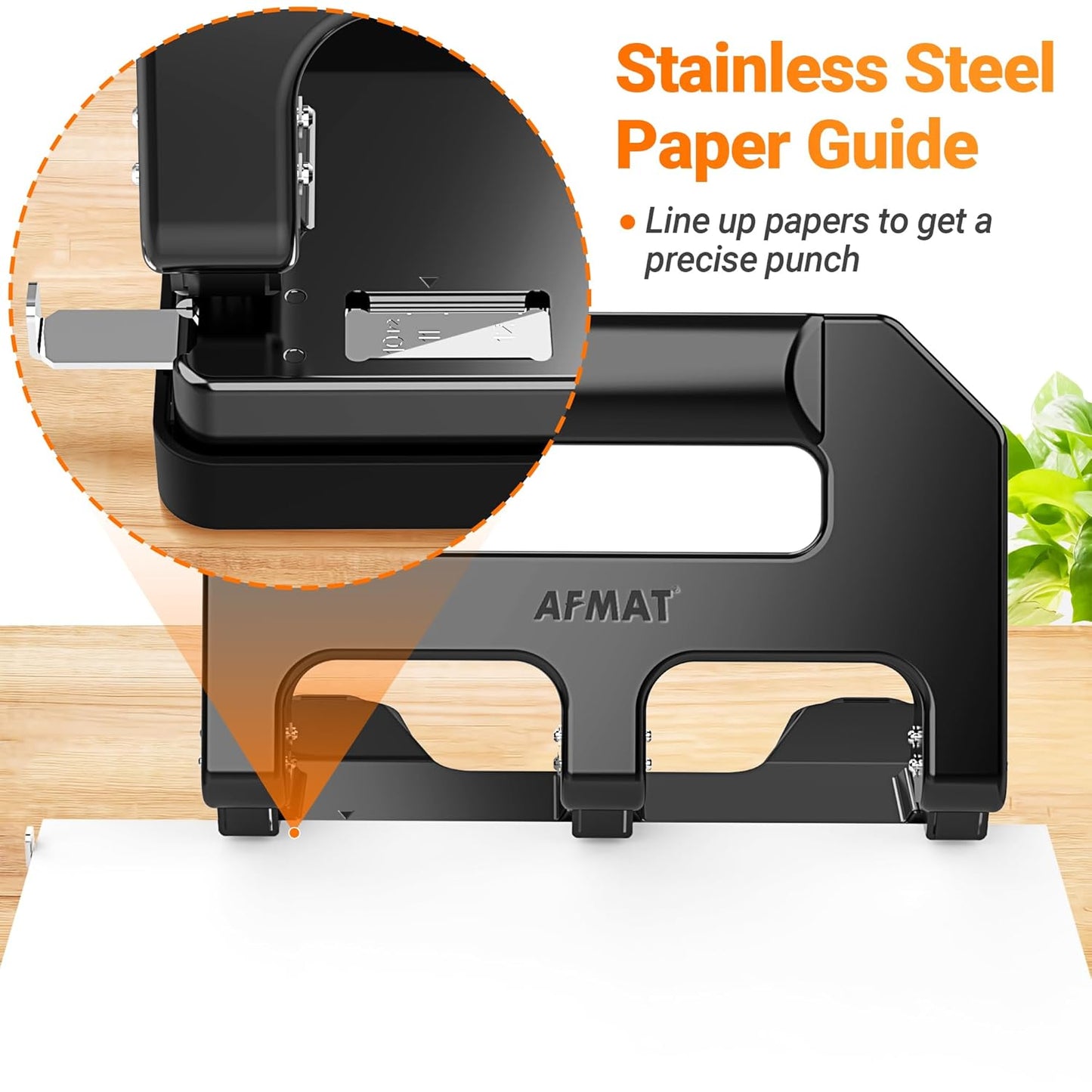 3 Hole Punch Heavy Duty, AFMAT 3 Hole Puncher for Binder, 10000+ Punching Times, 40-Sheet Three Hole Punch, Metal Hole Puncher 3 Ring, 50% Reduced Effort, Bulit-in S.S. Paper Guide, Last for Years