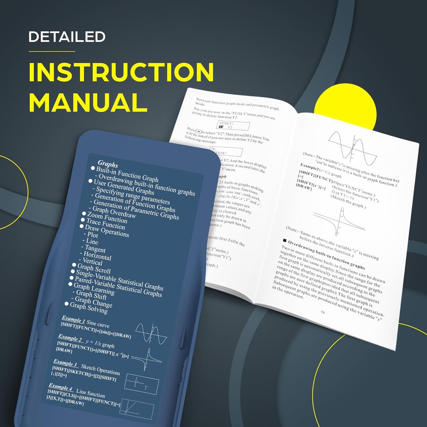 TOVO Scientific Calculator with Graphing Functions, Multiple Modes, 360 Functions, Large Screen, Intuitive Interface for Beginners, High School & Advanced Courses, TS-259 (Developed by CATIGA)