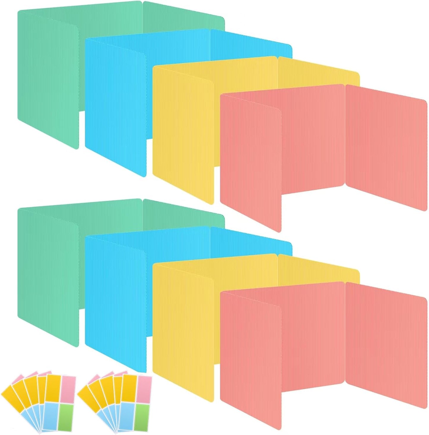 24 Pack Desk Privacy Panel Desk Divider - Pastel Colorful Testing Dividers for Classroom Supplies- Easy Clean Privacy Shields for Student Testing Desk dividers- Includes Extra Labels