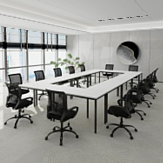 Bonzy Home Conference Table, 23FT Office Computer Desk, Printer Podcast Table for Meeting Room Conference Room Study Room, 10 PCS Random Combination, White, 275.5"x47.2"x29.5"