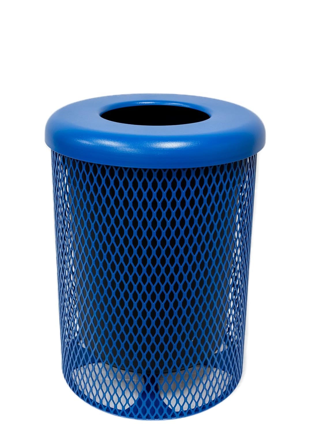 RFT-TXTLBL Heavy Duty Round Trash Receptacle with Flat Top, Liner Included, 32 Gallon, Textured Light Blue, Made in America