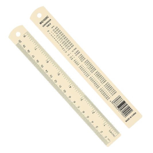 PATIKIL 20cm/8" Metal Ruler, 2 Pack Aluminum Alloy Rulers with Centimeters, Millimeters, Inches and Conversion Table Straight Edge Ruler for Writing Machinist Drafting, Yellow