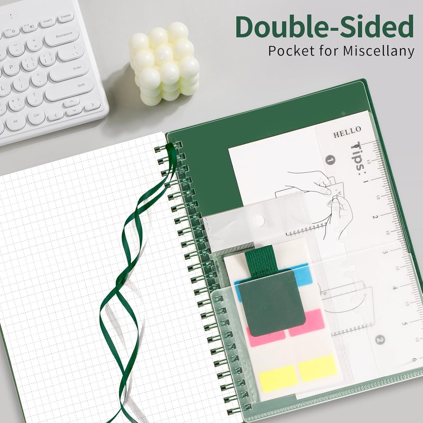 AHGXG Graph Paper Notebook - Spiral Notebook Journal 160 Pages, A5 Graph Notebook 5.7" x 8.3", 100 gsm Thick Grid Paper, Waterproof Plastic Cover, for School Writing Engineering Math, Green