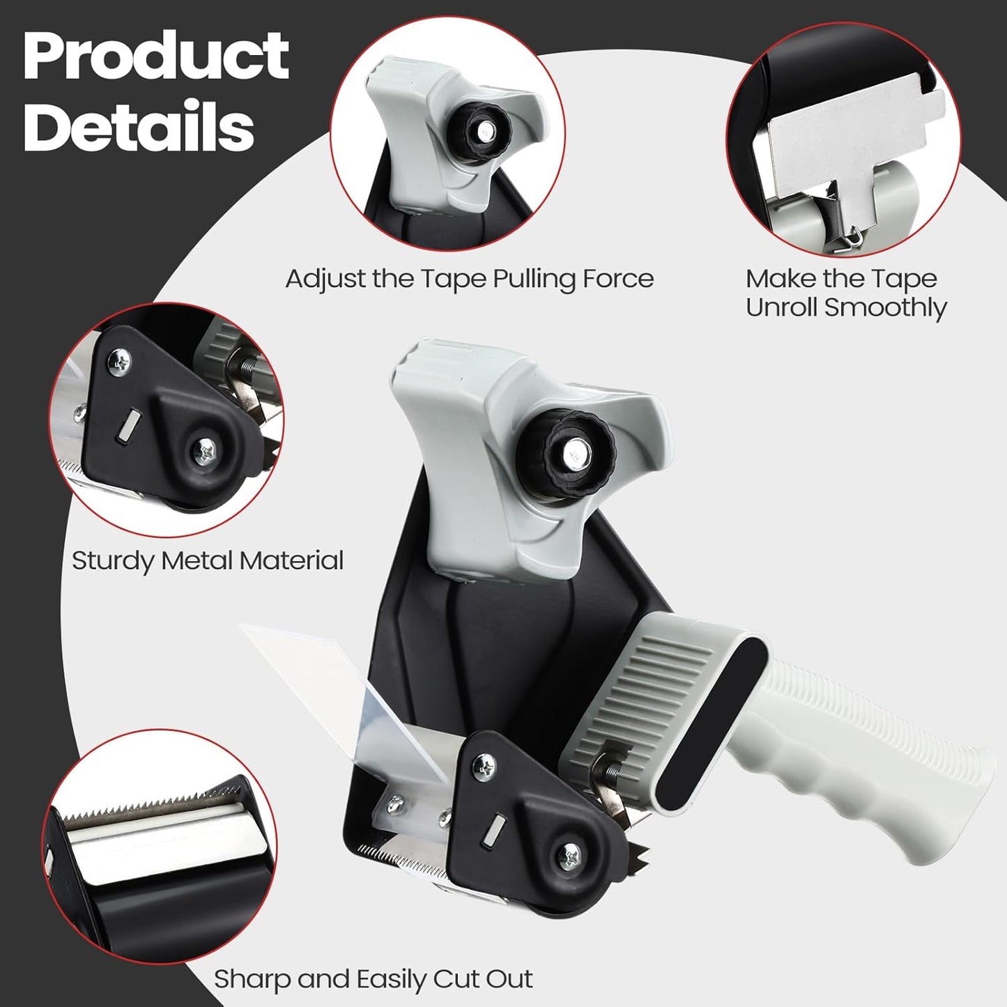 2 Pack Packing Tape Dispenser Gun with 12 Roll Packing Tape 2 Inch Gun 2.7 Mil Heavy Duty Packaging for Shipping, Moving, Carton and Box Sealing(Black)