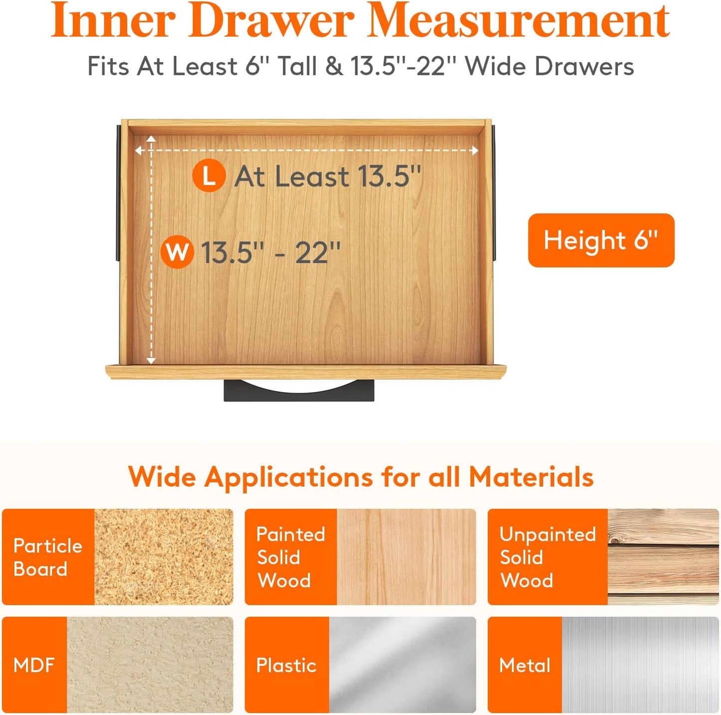 Lifewit 8 Pack Drawer Dividers Plastic 6" High, 13.5-22" Adjustable Drawer Organizers for Clothes, Expandable Dresser Separators in Bedroom/Bathroom/Kitchen/Fridge/Office Organization and Storage