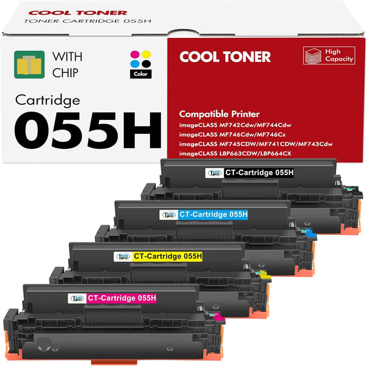 055H Toner Cartridge Set High Yield Compatible Replacement for Canon 055H 055 for Canon Color ImageCLASS MF743Cdw MF741Cdw MF743 MF741 MF746Cdw MF740C MF745Cdw LBP664Cdw Printer Ink (K/C/M/Y, 4-Pack)