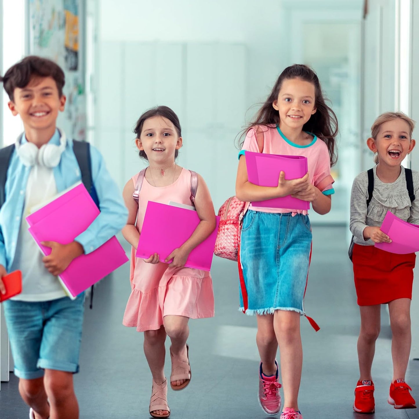 Patelai 48 Pcs Plastic Folders with 2 Pockets and 3 Prongs Home Folders with Card Slot Letter Size Heavy Duty Report Covers for Back to School(Dark Purple,Classic)