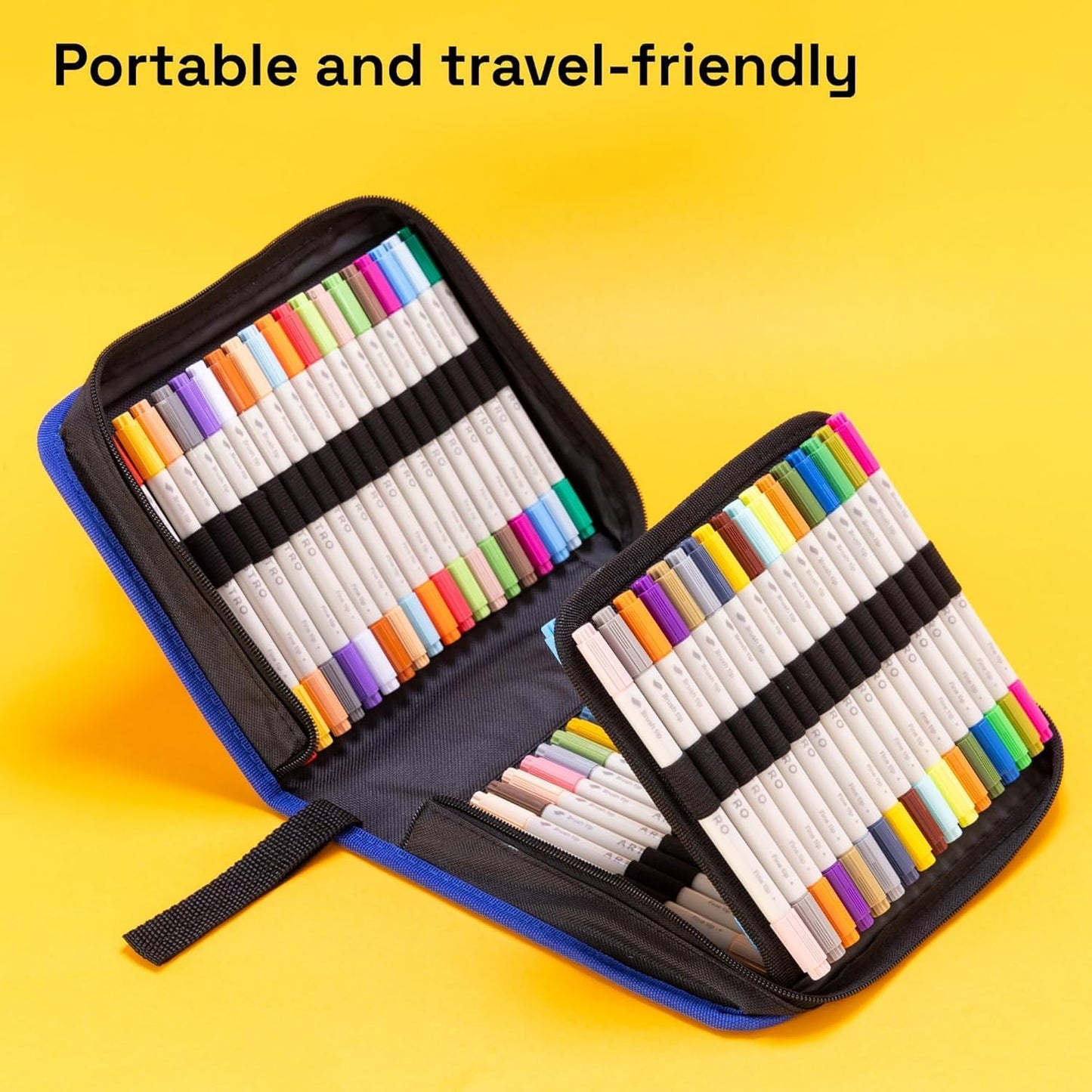 ARTISTRO 72 Dual Tip Fabric Markers - Acrylic Drawing Markers for All Ages & Levels - Fabric Paint Pens for Personalizing Clothes, T Shirts, Bags, Canvas, Textiles (Brush + Fine)