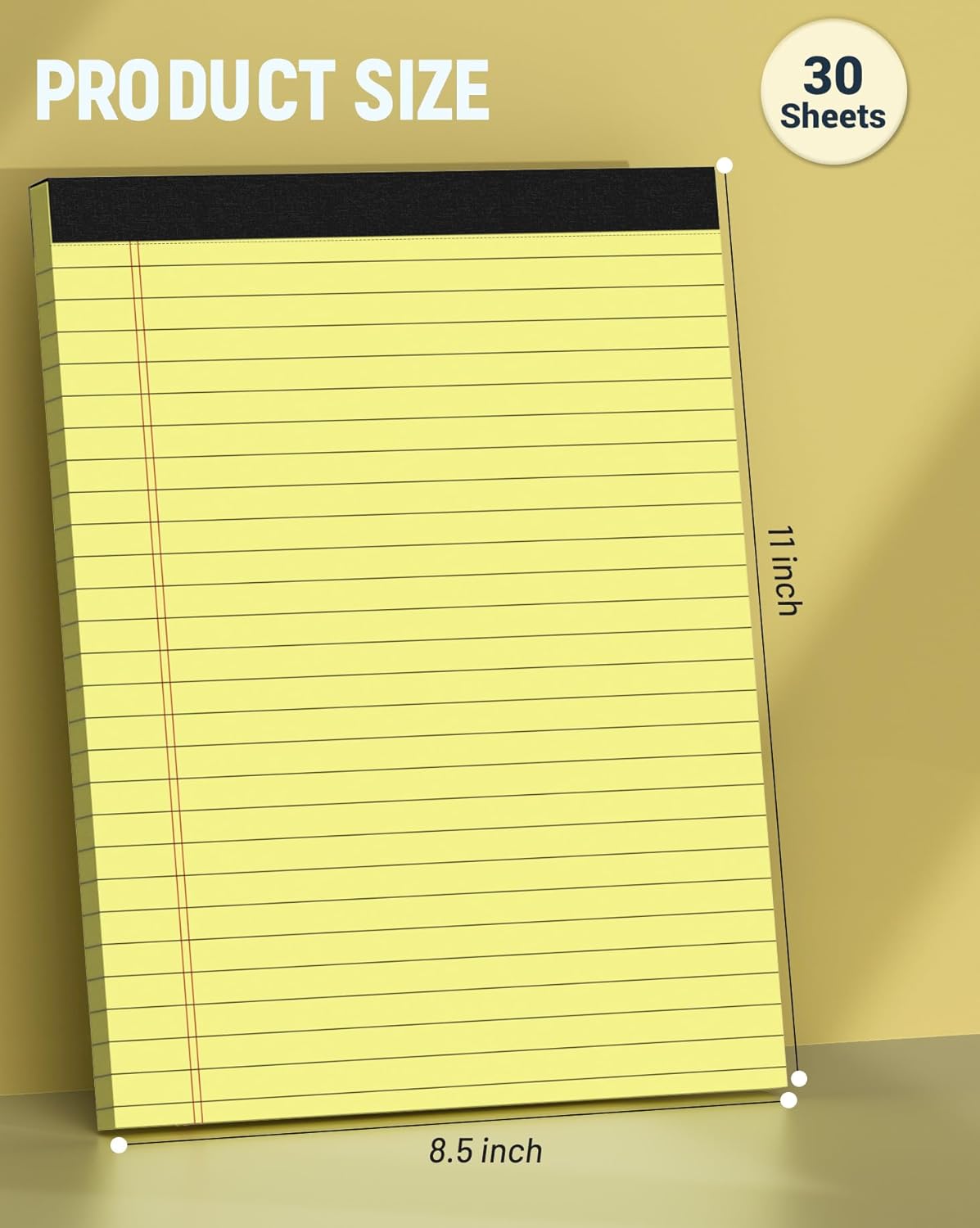 Legal Pads 8.5 x 11, 3 Pack Yellow Note Pads 8.5 x 11 Writing Pads Perforated Paper Tablets 8-1/2 x 11 Wide Ruled Legal Notepads Lined Pads of Paper Notepads Yellow Notebook 30 Sheets Per Notepad