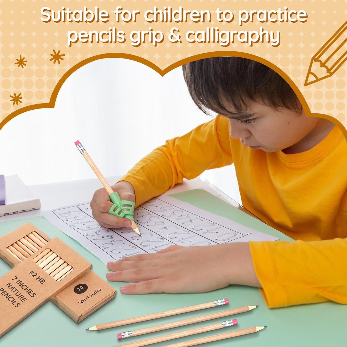 Geyoga 30 Packs of 300 Count #2 Pre Sharpened Pencils Bulk Woodcased for Classroom #2 HB Triangle Shape Pencils with Top Erasers for Teacher Office Back to School Supply(Wood Color)