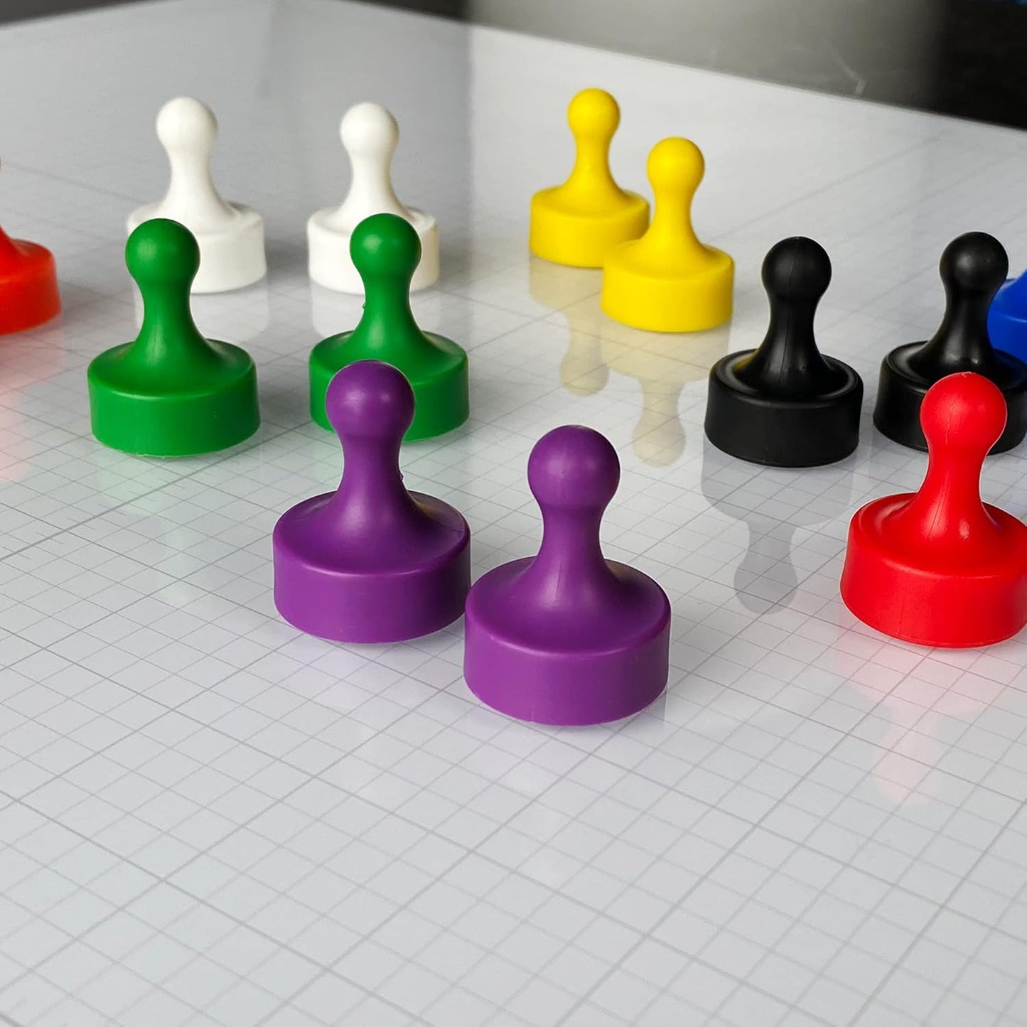 GLASSBOARD STUDIO Powerful Neodymium Magnets, Pawn-Shaped - Strong Fridge/Refrigerator and Whiteboard Magnet, Ideal for Office, Kitchen, Crafts - Rare Earth, Heavy Duty (2, Purple)