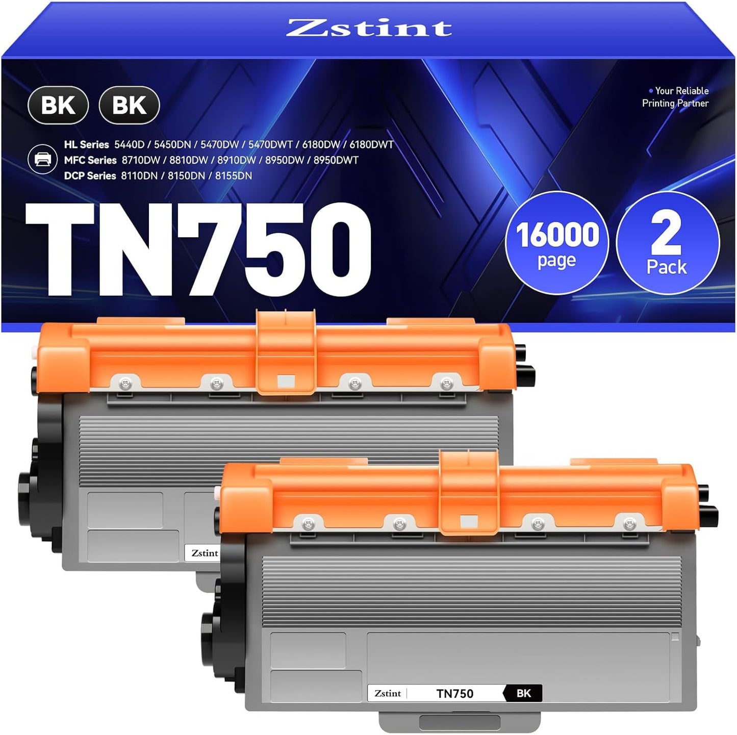 TN750 Toner Cartridge Black 2-Pack Replacement for Brother TN-750 TN720 TN-720 Toner Compatible with Brother HL-5450DN HL-5470DW HL-6180DW MFC-8710DW MFC-8910DW MFC-8950DW DCP-8150DN Laser Printer Ink