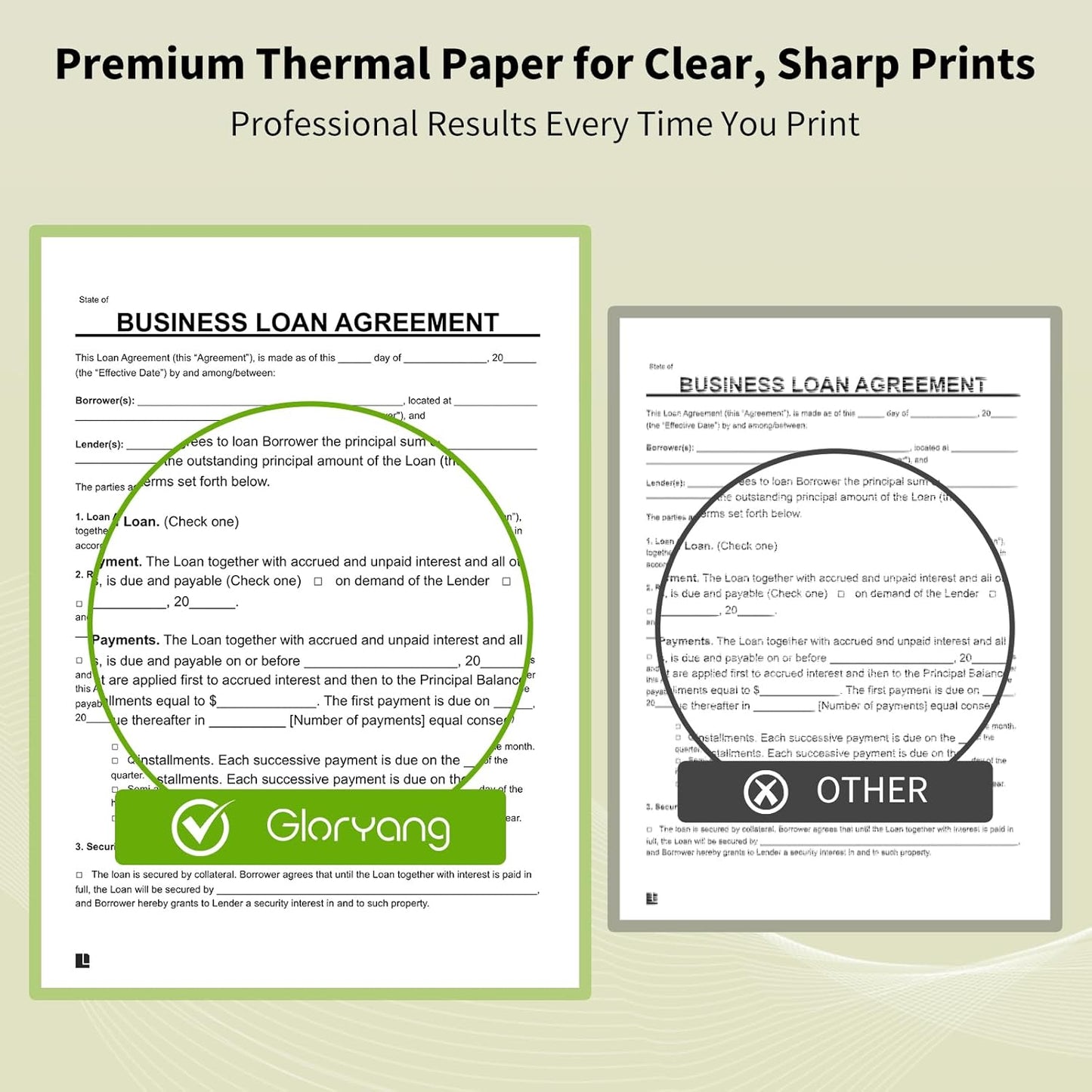 Thermal Printer Paper 8.5''x11'' US Letter Size, 4 rolls, 100 sheets, Thermal Paper Quick-Dry, Advanced Clear Printing, Compatible with Gloryang & JADENS PD-A4 Thermal Printer