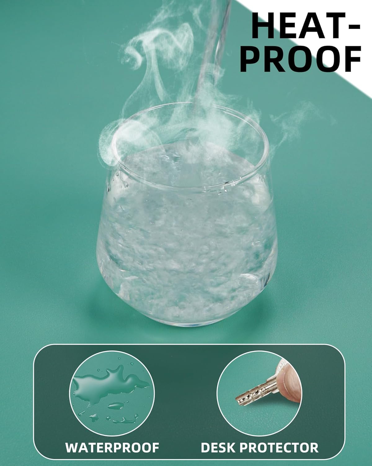 Leather Desk Pad Protector, Mouse Pad, Office Mat, Non-Slip PU Leather Blotter, Laptop Desk Pad, Waterproof Writing Pad for Office and Home (Light Green, 31.5" x 15.7")