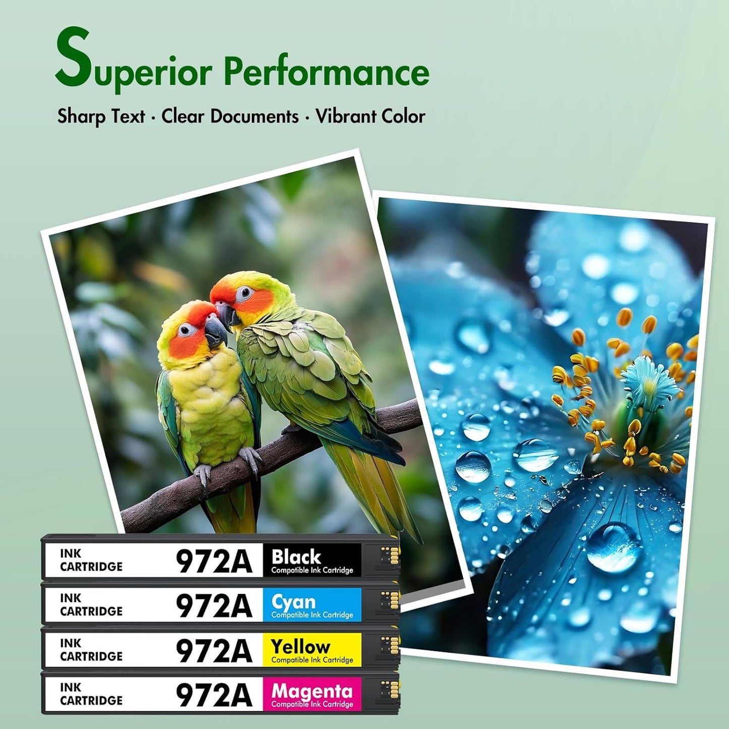 972A 972X Ink Cartridges Remanufactured Replacement for HP 972 A for HP Pagewide Pro MFP 477dw 577dw 477dn 452dn 552dn 552dw P55250dw Printer High Yield (4 Pack, Black Cyan Yellow Magenta)